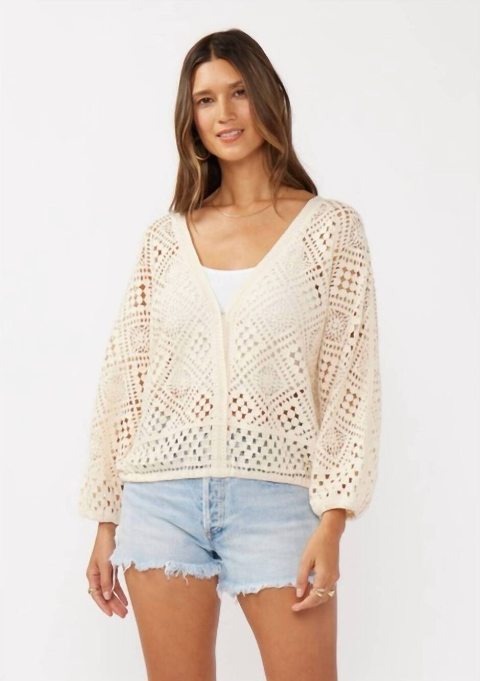 NEW LOVESTITCH diamond crochet sweater in beige